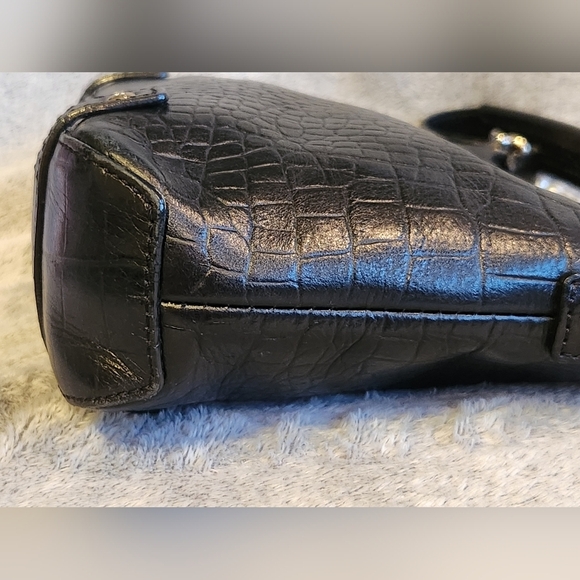 Kate Spade Croc Embossed Leather Shoulder Bag Green Lining EUC - Picture 7 of 16